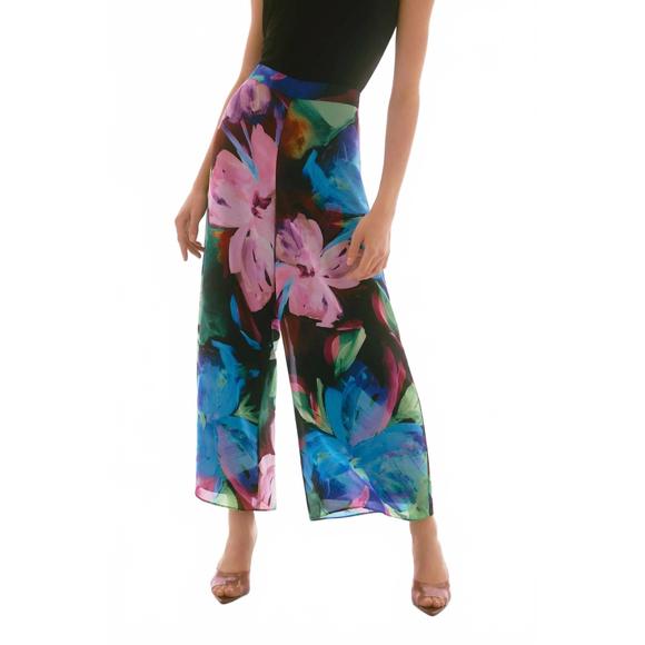 NEW JOSEPH RIBKOFF floral chiffon wide leg pants - Picture 3 of 4